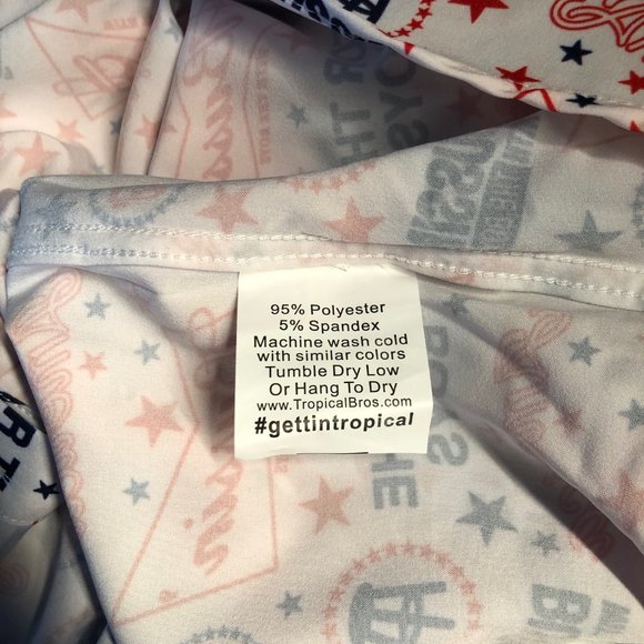 Tropical Bros For The Boys Patriotic Hawaiian Shirt Mens Medium Red/White/Blue - Picture 7 of 7